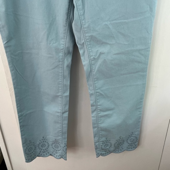 LOFT Blue Girlfriend Chino Pants Scalloped Eyelet Hem Size 10 Summer Beachy NWT - Picture 5 of 15